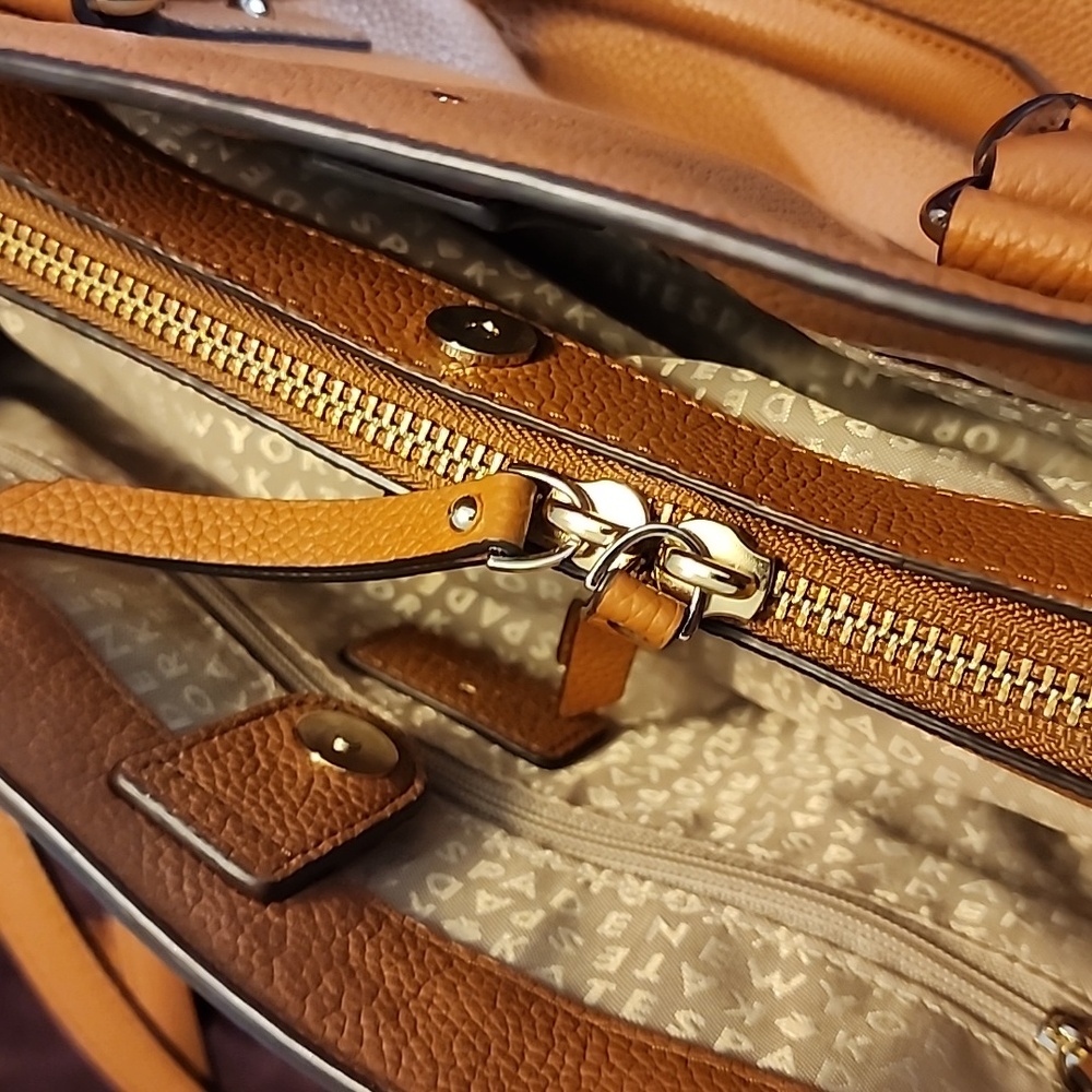Kate Spade Larchmont Satchel In Warm Cognac Pebbled Leather - Picture 12 of 13